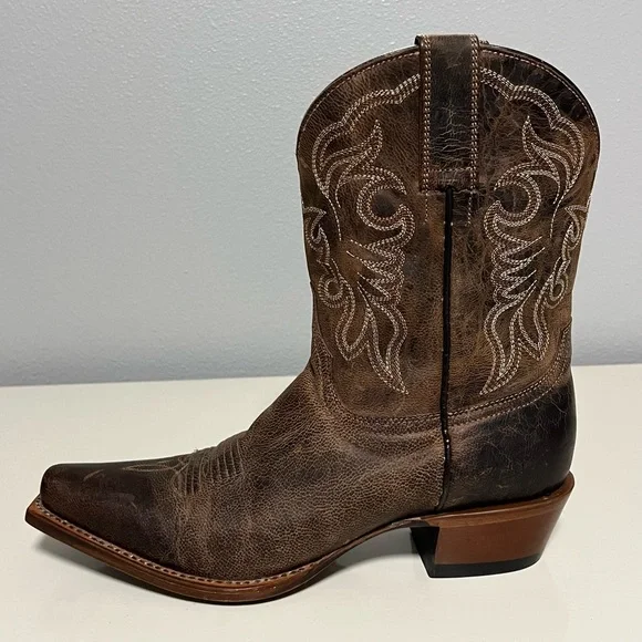 Shyanne Womens Sz 8.5M Western Cowgirl Cowboy Boots Snip Toe Brown Leather - Picture 1 of 16